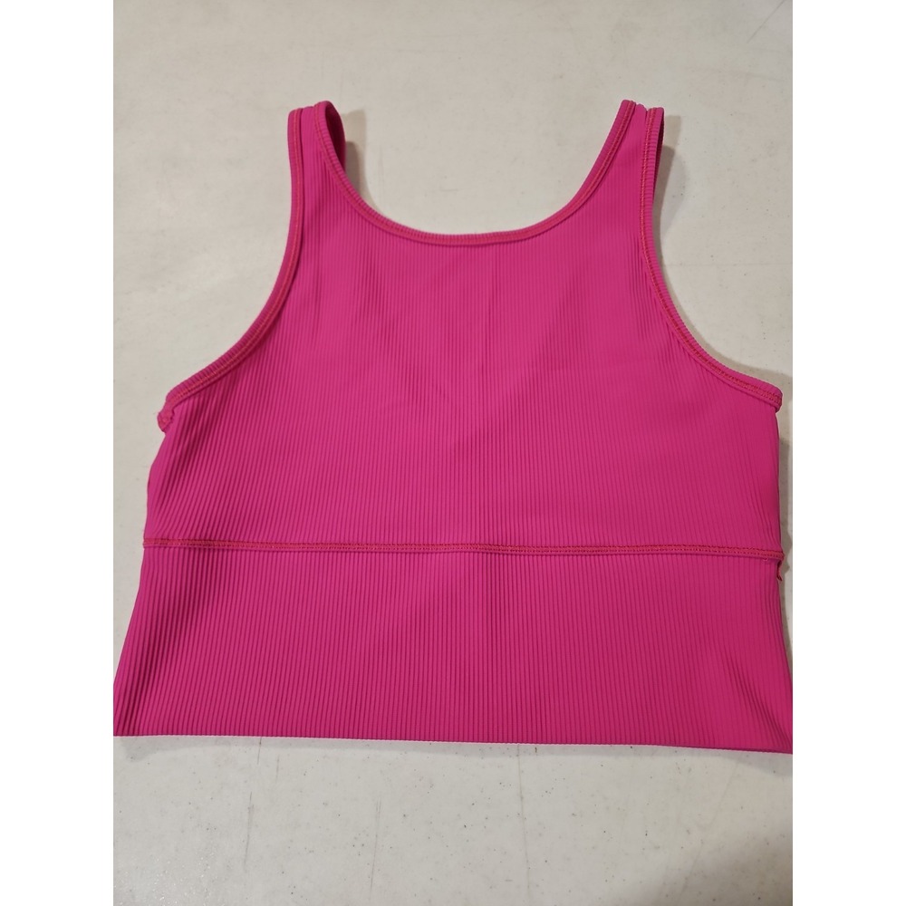 Lululemon Power Pivot Cropped Tank Top 6 Rib Sonic Pink Tight Fit High Neck(L137